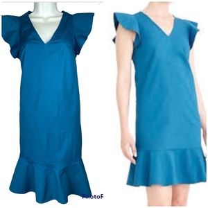 J. Crew Mercantile Flutter Sleeve Ruffle Hem V Neck Cap Sleeve